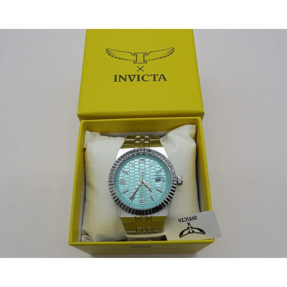 Invicta Specialty Mens Watch 69859 Aqua Honeycomb Dial Stainless Steel Watch